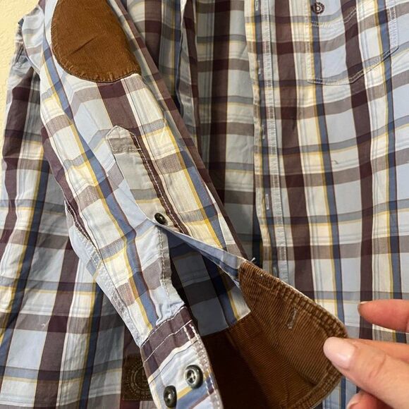 Bugatti Horst Marx Men's Long Sleeve Shirt in Brown/ Blue Checkered size XL - Picture 9 of 14